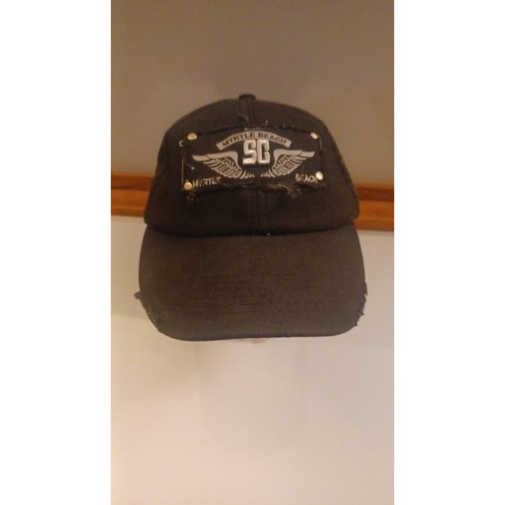 Myrtle Beach Patched Baseball Cap - Velcro Back - Black Hat